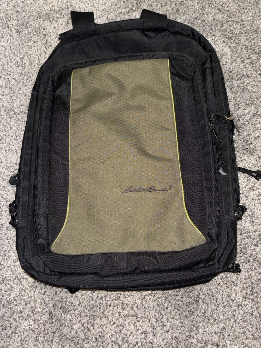 Eddie Bauer Black and Olive Men’s Laptop Backpack
